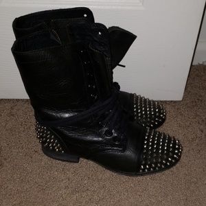 Spiked black combat boots